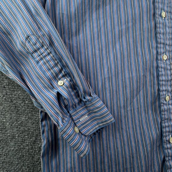 Ralph Lauren Button Up Shirt Long Sleeve Blue Red Striped Classic Fit 15.5 32/33 - Picture 5 of 11